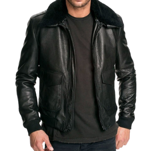 Mens Black Shearling Leather Jacket