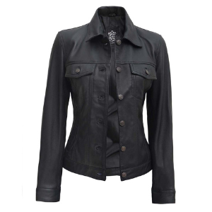 Womens Trucker Leather Jacket