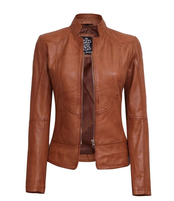 brown leather jacket women