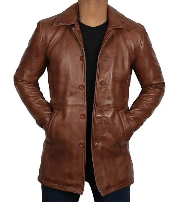 Mens Brown Real Lambskin