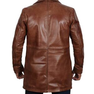 men brown leather jacket