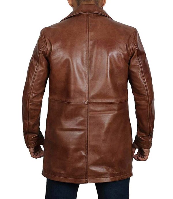 men brown leather jacket