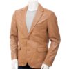 Men’s Tan Brown Real Lambskin Leather Blazer