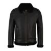 Men’s Black Shearling Sheepskin Leather Bomber Jacket