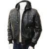 Men’s Black Hooded Leather Jacket