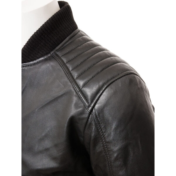 black leather bomber jacket