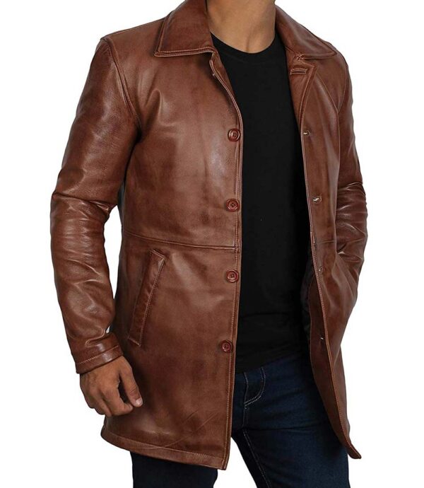 mens brown leather jacket