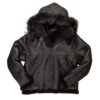 Men’s B-3 Hooded Shearling Bomber Leather Jacket