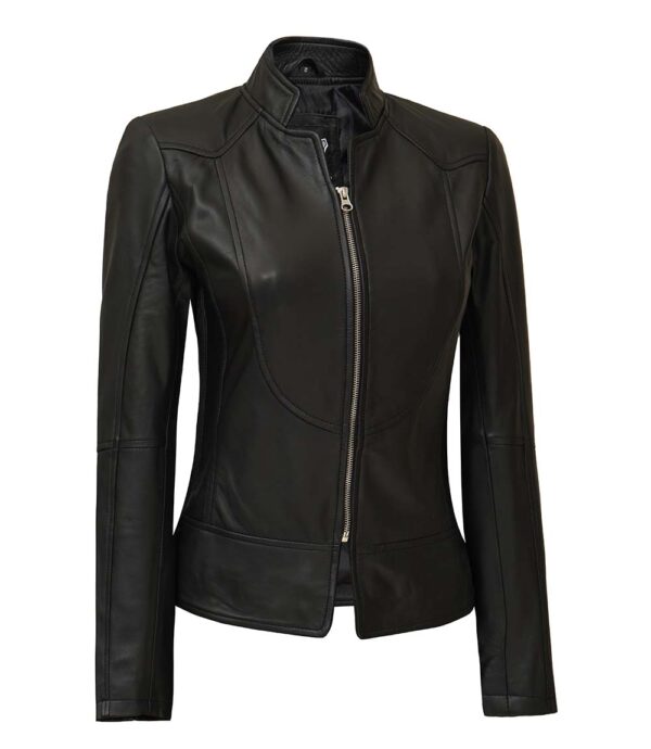 Black Leather biker jacket women