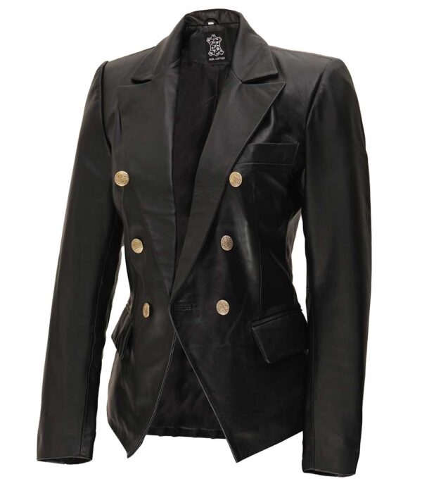 black leather blazer womens