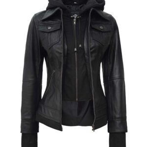 black leather jacket women