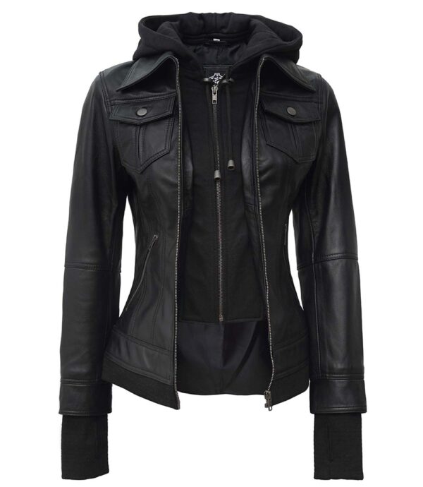 black leather jacket women