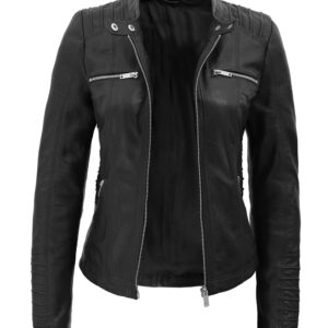 ladies leather motorcycle jacket