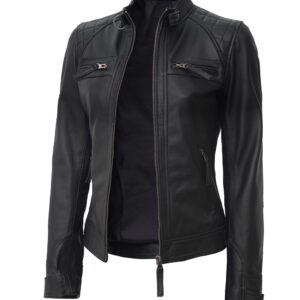 leather biker jacket women