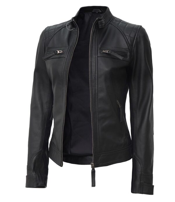 leather biker jacket women