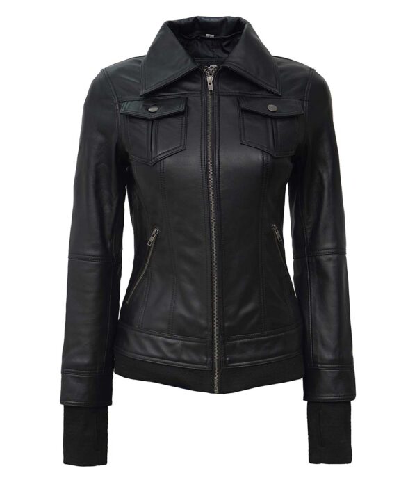 black leather jacket