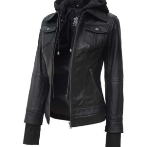 black leather jacket women