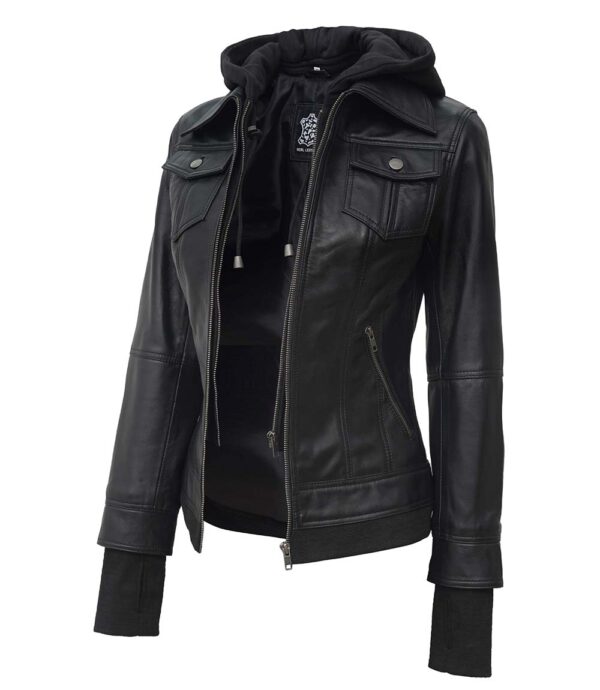 black leather jacket women