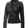 Phoenix Womens Black Asymmetrical Leather Biker Jacket