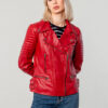 Katherine Women’s Red Biker Leather Jacket