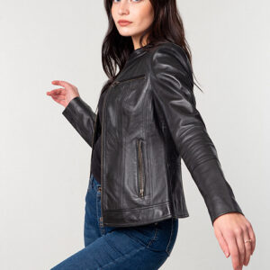 black leather jacket women