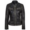 Women’s Black Motorcycle Jacket Slim Fit Biker Jacket