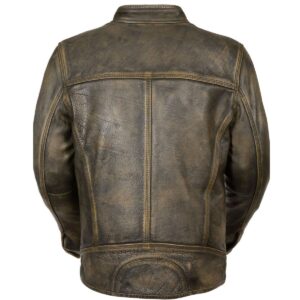 brown leather jacket moto