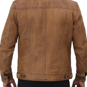 Fernando Camel Trucker Leather Jacket