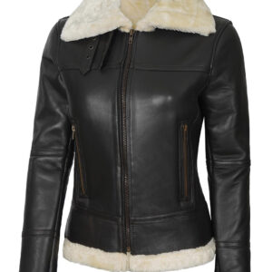 Frances Women Brown Shearling Leather Jacket