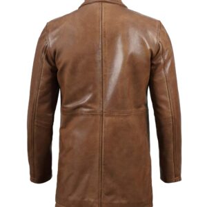 Leather car coat for mens