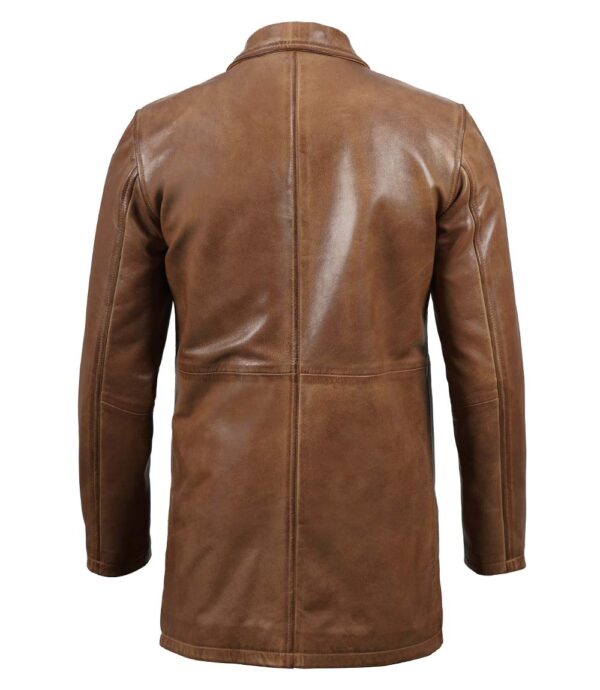 Leather car coat for mens