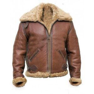 Men b3 aviator fur shearling brown jacket