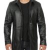 Real Lambskin Black Leather Car Coat Mens