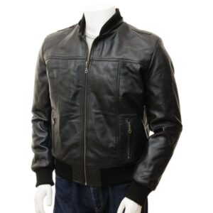 Mens Hooded leather jacket