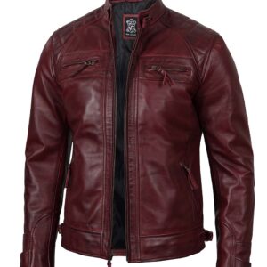 Mens Maroon Biker Jacket