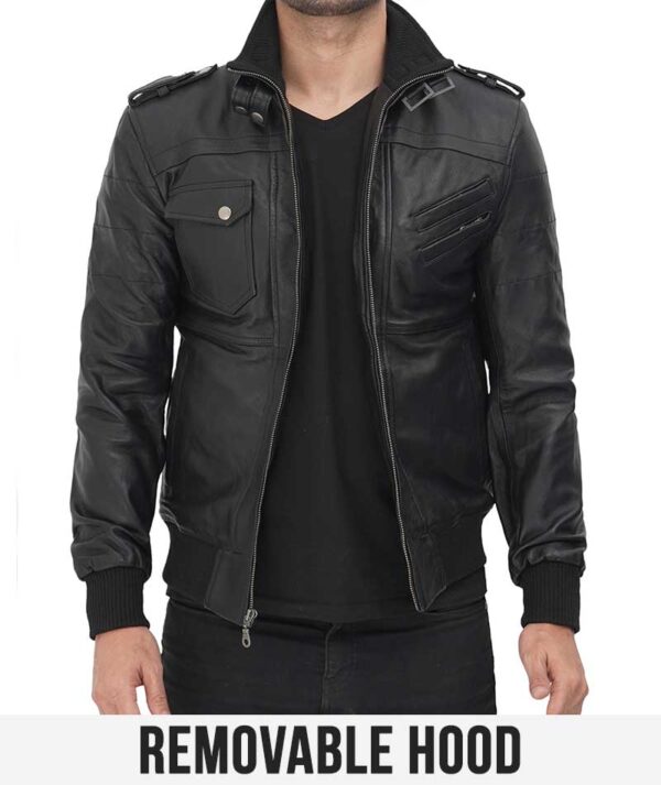 black leather bomber jacket mens