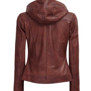 Women's Leather Jacket with Hood