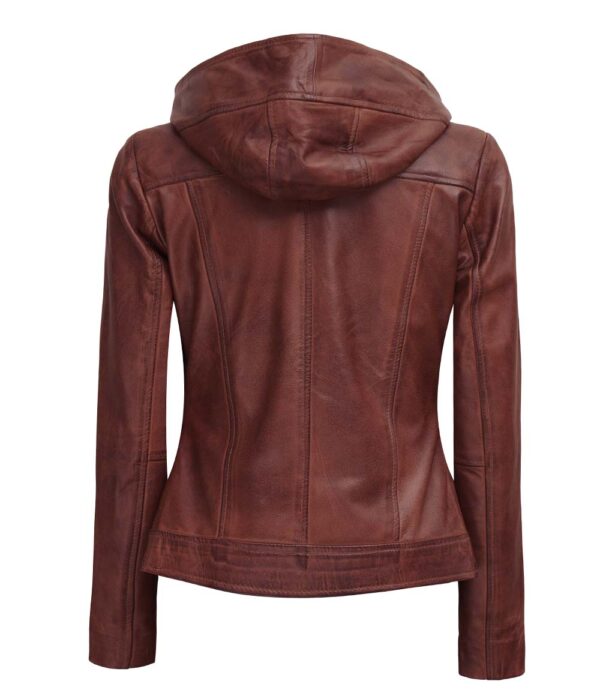 Women's Leather Jacket with Hood