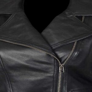 black asymmetrical leather jacket womens