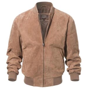 bomber leather camel jacket