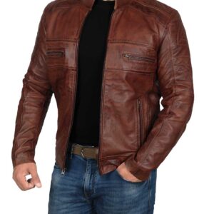 cafe racer biker style leather jacket