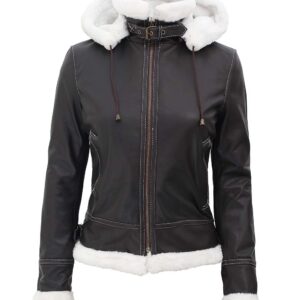 dark brown leather jacket women