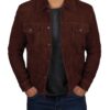 Stylish Brown Trucker Suede Leather Jacket for Men