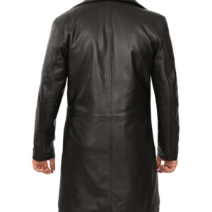 Black Black Leather Car Coat Men