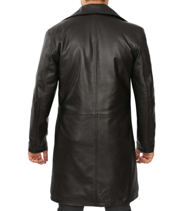 Black Black Leather Car Coat Men