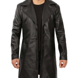 Mens Black Long Car Coat