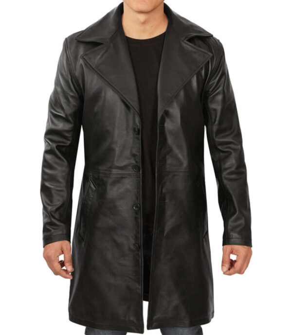 Mens Black Long Car Coat