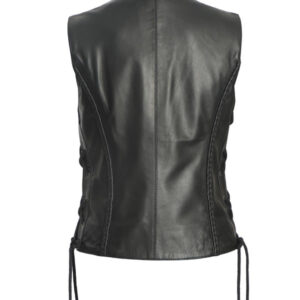 Trendy womens black leather vest