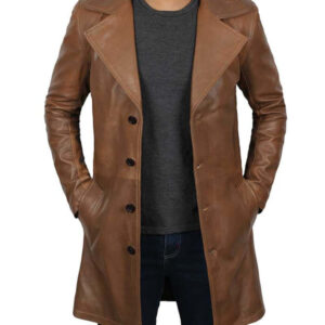 brown leather car coat mens