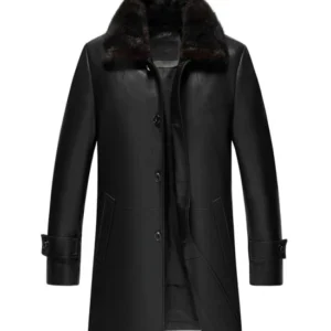 black shearling leather jacket